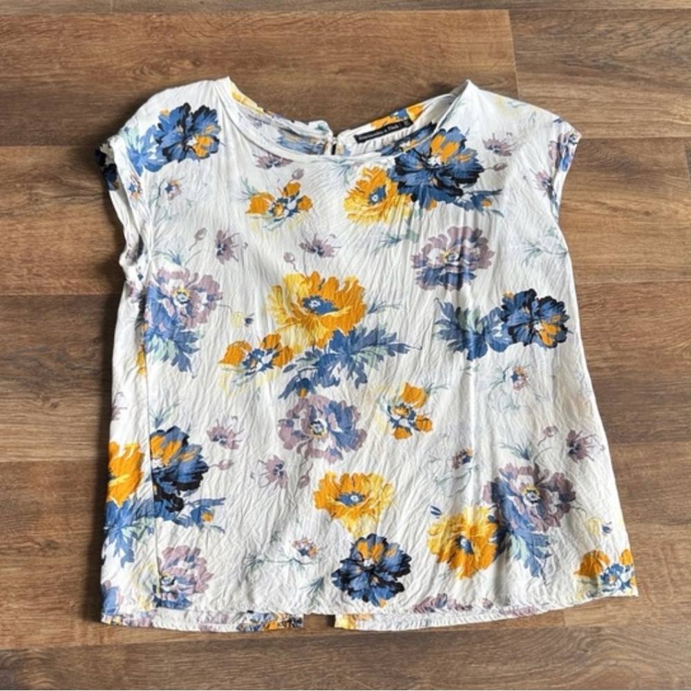 Abercrombie & Fitch Floral Top with Yellow and Blue